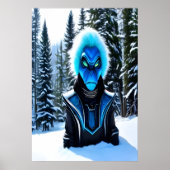 Eine blaue Alien und viel Schnee | Art der AI Poster (Vorne)
