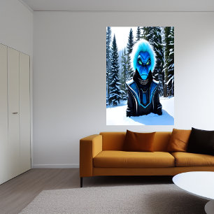 Eine blaue Alien und viel Schnee   Art der AI Poster