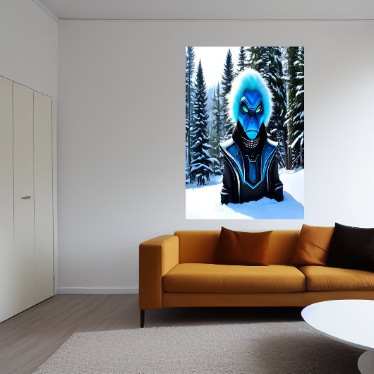 Eine blaue Alien und viel Schnee | Art der AI Poster