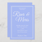 Eine blaue Hochzeitseinladung Einladung (Vorne/Hinten)