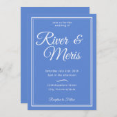Eine blaue Hochzeitseinladung Einladung (Vorne/Hinten)
