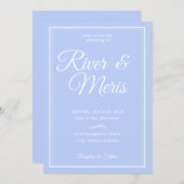 Eine blaue Hochzeitseinladung Einladung (Vorne/Hinten)