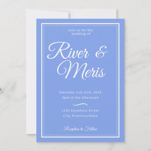 Eine blaue Hochzeitseinladung Einladung (Vorderseite)