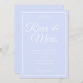 Eine blaue Hochzeitseinladung Einladung (Vorne/Hinten)