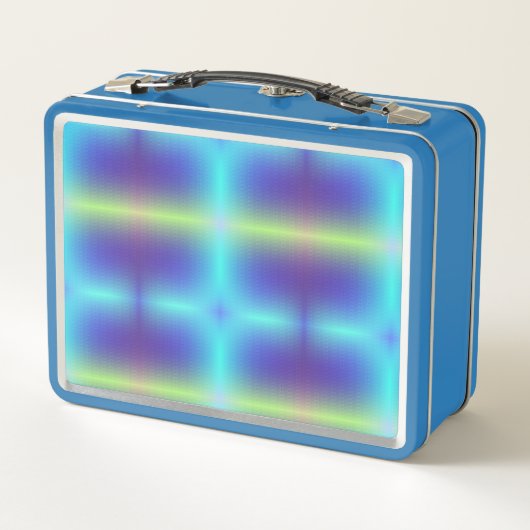 Eine blaue Lunchbox mit einem lebendigen (Rückseite)