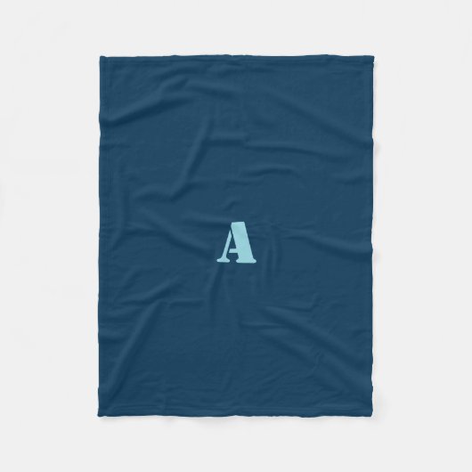 Eine blaue Monogramm-Dunkelblaue Fleece-Decke Fleecedecke (Vorderseite)