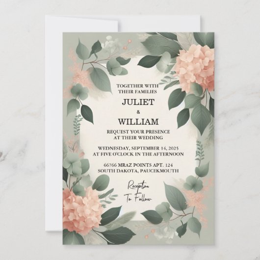 Eine blaue pastellfarbene Pfirsichpfirsichpfirsich Einladung (Vorderseite)