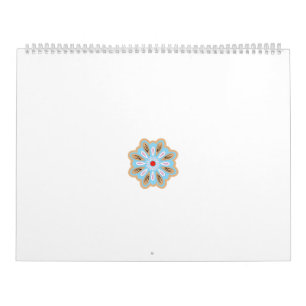 eine blaue und braune Blume mit roter Mitte Kalender