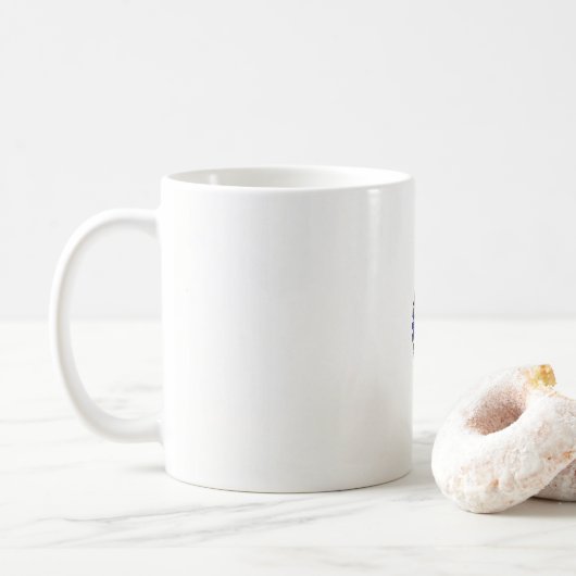 eine blaue und schwarze Blume Kaffeetasse (Mit Donut)