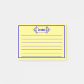 Eine blaue Verzierte Gemusterte Bezeichnung Grafik Post-it Klebezettel (Vorderseite)