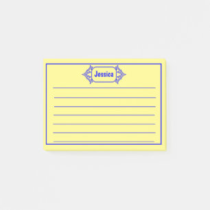 Eine blaue Verzierte Gemusterte Bezeichnung Grafik Post-it Klebezettel