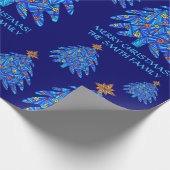 Eine blaue Weihnachtsbaumkunst personalisieren Die Geschenkpapier (Ecke)