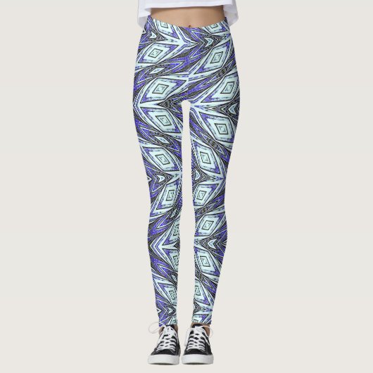 Eine blaue Zickzack Textur "Ratti_Creative_Arts" Leggings (Vorderseite)