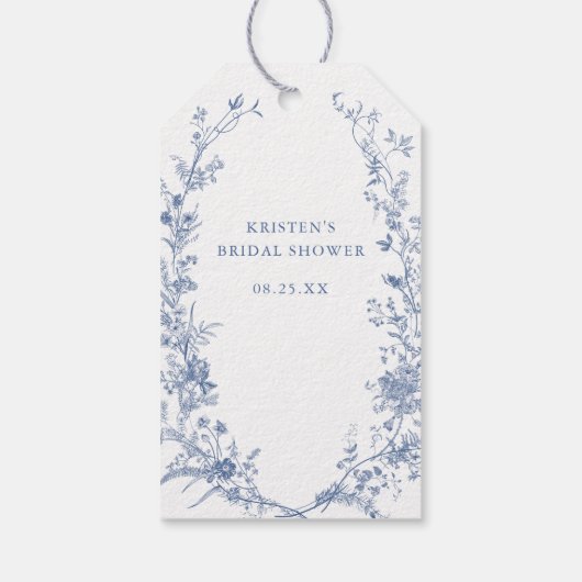 Eine Blauer Brautparty-Display-Dusche Geschenkanhänger (Rückseite)