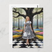 Eine blonde Frau im eroberten Wald Postkarte (Vorne/Hinten)