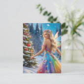 Eine blonde Frauenfee und ein Weihnachtsbaum Postkarte (Stehend Vorderseite)