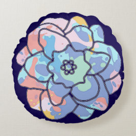 Eine Blume aus Farbflecken Rundes Kissen
