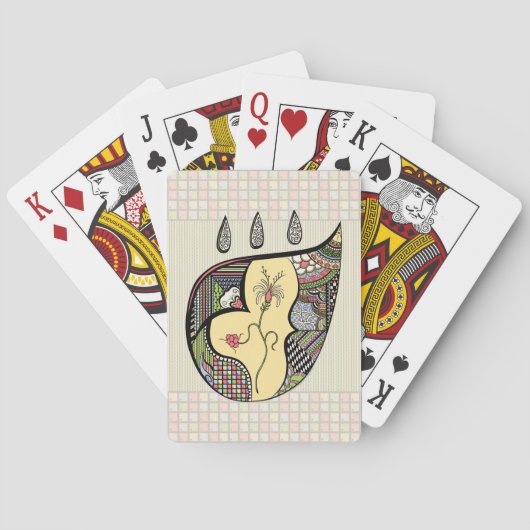 Eine Blume innerhalb der klassischen Spielkarten (Rückseite)