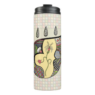 Eine Blume innerhalb eines thermischen Tumblers Thermosbecher