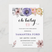 Eine Blumendusche für Wasserfarben Einladung (Vorne/Hinten)