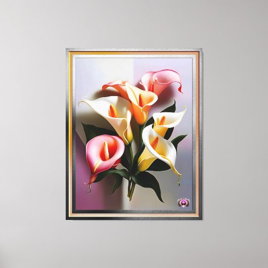 Eine Blüte von Calla Lilies in Pastellfarben Leinwanddruck (Vorderseite)