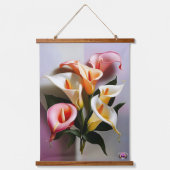 Eine Blüte von Calla Lilies in Pastellfarben Wandteppich Mit Holzrahmen (Vorderseite)