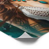 Eine Bohemische Frau in Aquamarin und rostfrei Poster (Ecke)