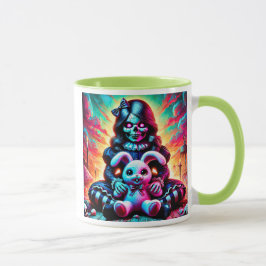 Eine böse Puppe und ihr Lieblingskaninchen. Tasse