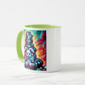 Eine böse Puppe und ihr Lieblingskaninchen. Tasse (Vorderseite Links)