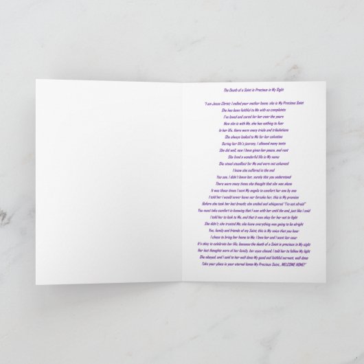 Eine Botschaft Jesu Beileids Karte (Innenseite)