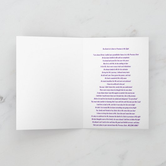 Eine Botschaft Jesu Beileids Karte (Innenseite)