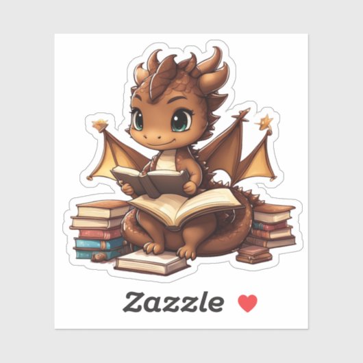 Eine braune Drachenlesung Aufkleber (Blatt)