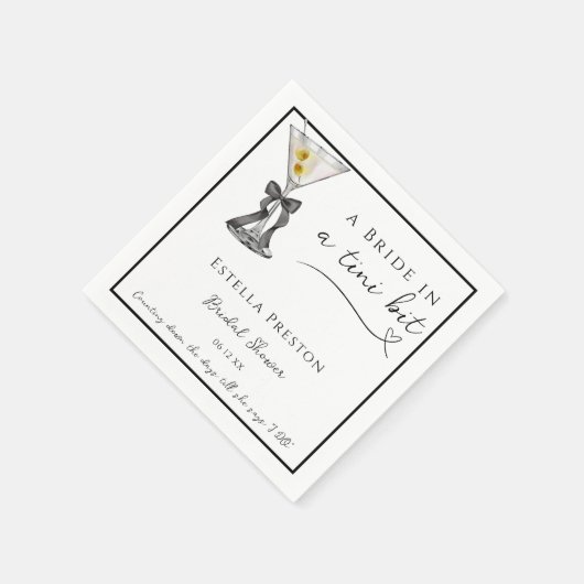 Eine Braut in einem Tini-Bit Dirty Martini-Brautpa Serviette (Ecke)