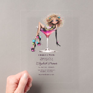 Eine Braut in einem winzigen glamourösen Martini-J Acryleinladungen