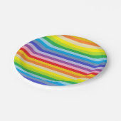 Eine breitere Palette von Regenbogenstreifen Pappteller (Schrägansicht)
