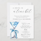 Eine Brille in einem Tini-Bit Blue Martini-Brautpa Einladung (Vorderseite)