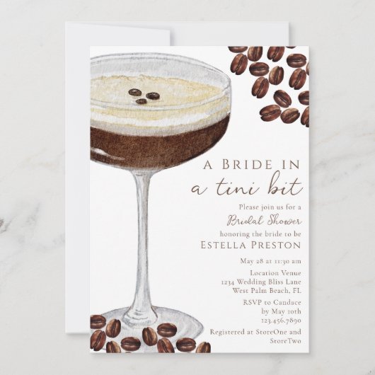 Eine Brille in einem Tini Bit Martini-Brautparty Einladung (Vorderseite)