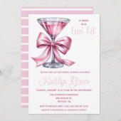 Eine Brille in einer Tini-Bit, rosa Martini-Brautp Einladung (Vorne/Hinten)