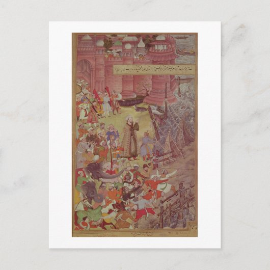 Eine Brücke der Boote, gebrochen von Akbar (r.1556 Postkarte (Vorderseite)