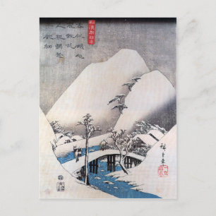 Eine Brücke in einer verschneiten Landschaft, Ando Postkarte