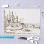 Eine Brücke in Paris 1621 Seidenpapier (Handwerk)