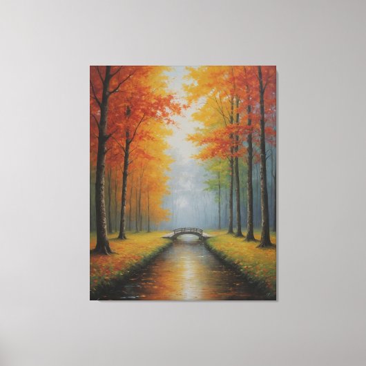 eine Brücke über einen Bach mit Bäumen Leinwanddruck (Vorderseite)