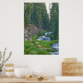 Eine Buck-Erholung an einem Kaskadenfluss Poster (Küche)