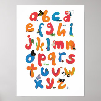 Eine Bug Collection Alphabet Children Wall Art Poster