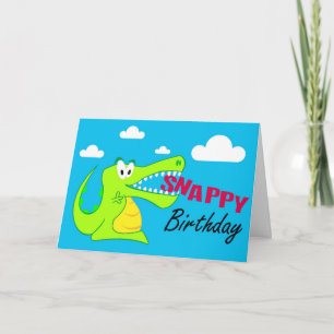 Eine bunte Crocodile Fun Happy Birthday Card Karte
