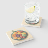 Eine bunte Fruchtfiesta Steinuntersetzer (Seitenansicht)