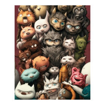 Eine bunte Gruppe niedlicher Monster