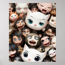 Eine bunte Gruppe von niedlichen Tieren und einer  Poster