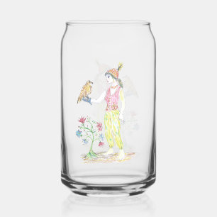 Eine Buntstiftzeichnung einer Frau Dosenglas