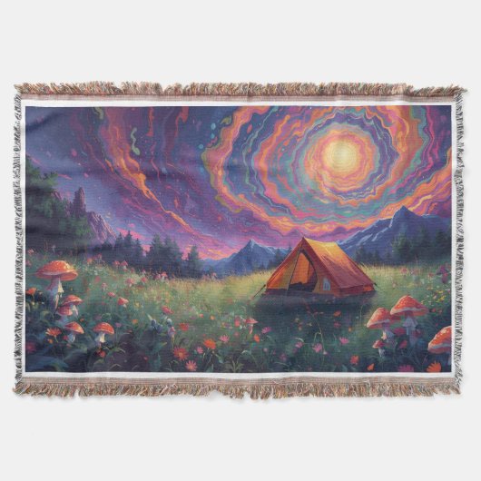Eine Camping-Szene-Wurfdecke Decke (Vorderseite)
